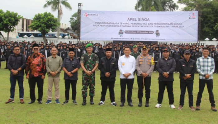 Dandim 0612 Tasikmalaya Hadiri Apel Siaga Pengawasan Pemilu 2024 di Masa Tenang